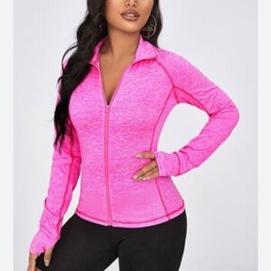 5/$25 Vibrant Pink Zip-Up Jacket with Thumbhole M